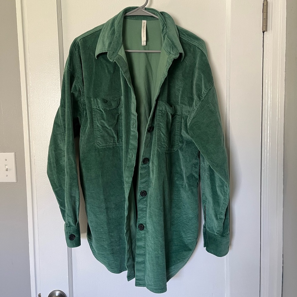 Green Corduroy Shacket